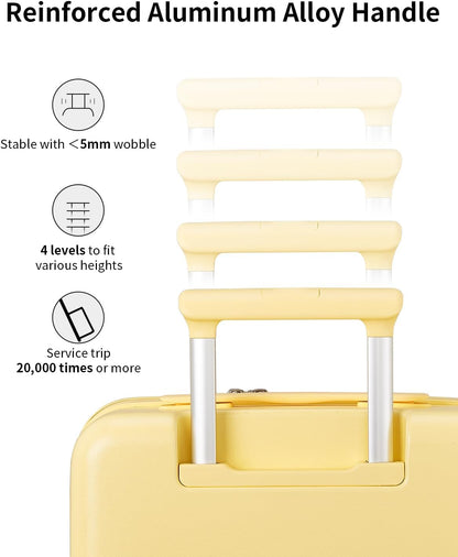 Expandable Top Opening Carry On Luggage Airline Approved, 20 Inch Lightweight Hardside Carry On Suitcase with Spinner Wheels, Travel Luggage with Laptop Compartment for Women Men, Coconut White