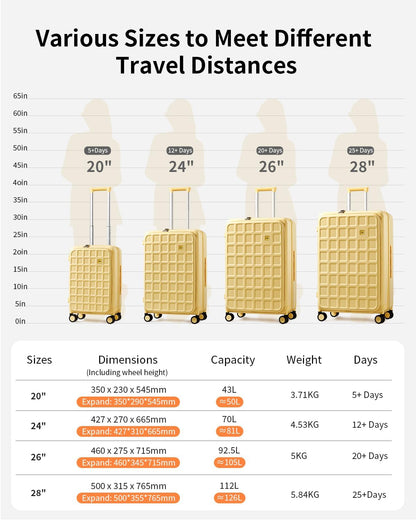 Expandable Top Opening Carry On Luggage Airline Approved, 20 Inch Lightweight Hardside Carry On Suitcase with Spinner Wheels, Travel Luggage with Laptop Compartment for Women Men, Coconut White