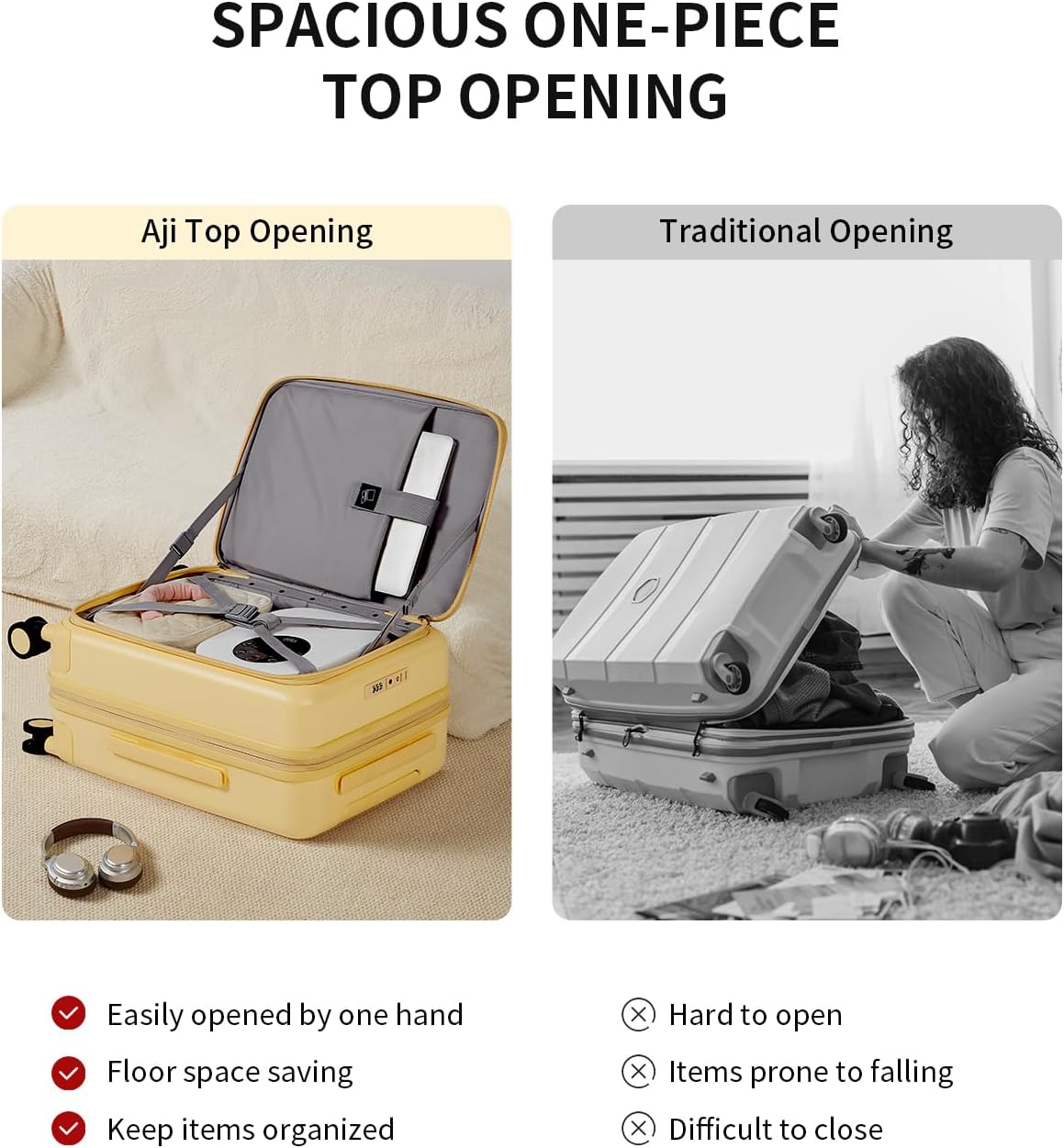 Expandable Top Opening Carry On Luggage Airline Approved, 20 Inch Lightweight Hardside Carry On Suitcase with Spinner Wheels, Travel Luggage with Laptop Compartment for Women Men, Coconut White