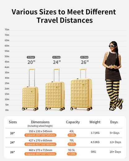 Expandable Top Opening Carry On Luggage Airline Approved, 20 Inch Lightweight Hardside Carry On Suitcase with Spinner Wheels, Travel Luggage with Laptop Compartment for Women Men, Coconut White