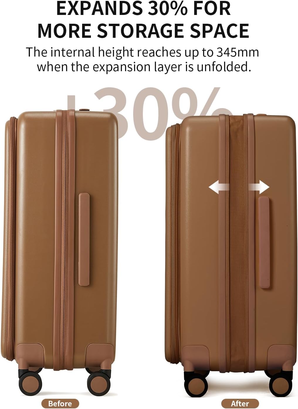 Expandable Top Opening Carry On Luggage Airline Approved, 20 Inch Lightweight Hardside Carry On Suitcase with Spinner Wheels, Travel Luggage with Laptop Compartment for Women Men, Coconut White