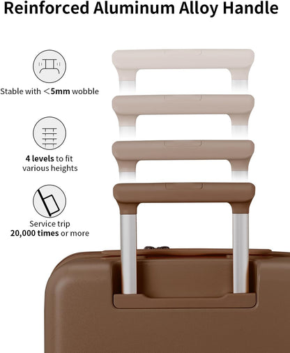 Expandable Top Opening Carry On Luggage Airline Approved, 20 Inch Lightweight Hardside Carry On Suitcase with Spinner Wheels, Travel Luggage with Laptop Compartment for Women Men, Coconut White
