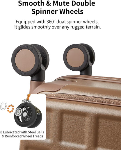 Expandable Top Opening Carry On Luggage Airline Approved, 20 Inch Lightweight Hardside Carry On Suitcase with Spinner Wheels, Travel Luggage with Laptop Compartment for Women Men, Coconut White