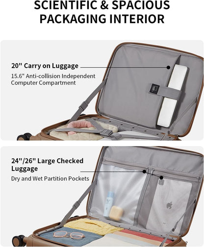 Expandable Top Opening Carry On Luggage Airline Approved, 20 Inch Lightweight Hardside Carry On Suitcase with Spinner Wheels, Travel Luggage with Laptop Compartment for Women Men, Coconut White