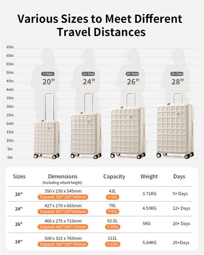 Expandable Top Opening Carry On Luggage Airline Approved, 20 Inch Lightweight Hardside Carry On Suitcase with Spinner Wheels, Travel Luggage with Laptop Compartment for Women Men, Coconut White