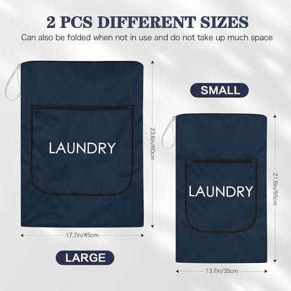 2 Pack Laundry Bags - Foldable Travel Dirty Clothes Organizer with Zipper, Washable Wet Dry Bag for Gym, Swimming, Yoga, and Workout Bathing Suits (Green, Small+ Large)
