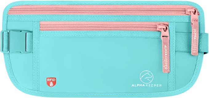 Money Belt for Travel Hidden Under Clothes – RFID Blocking Passport Holder & Slim Waist Wallet Pouch for Women & Men, Anti-Theft Travel Accessories