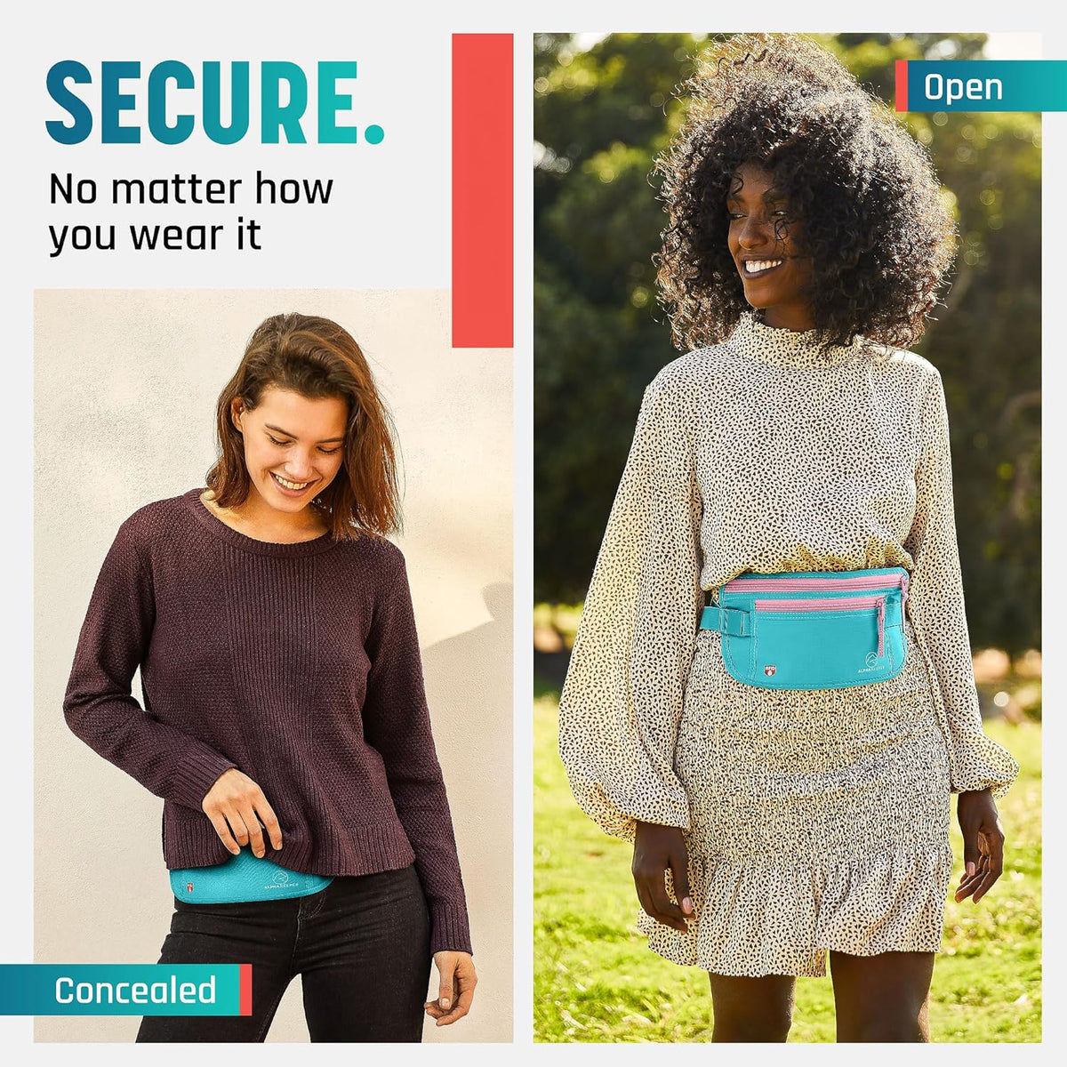 Money Belt for Travel Hidden Under Clothes – RFID Blocking Passport Holder & Slim Waist Wallet Pouch for Women & Men, Anti-Theft Travel Accessories