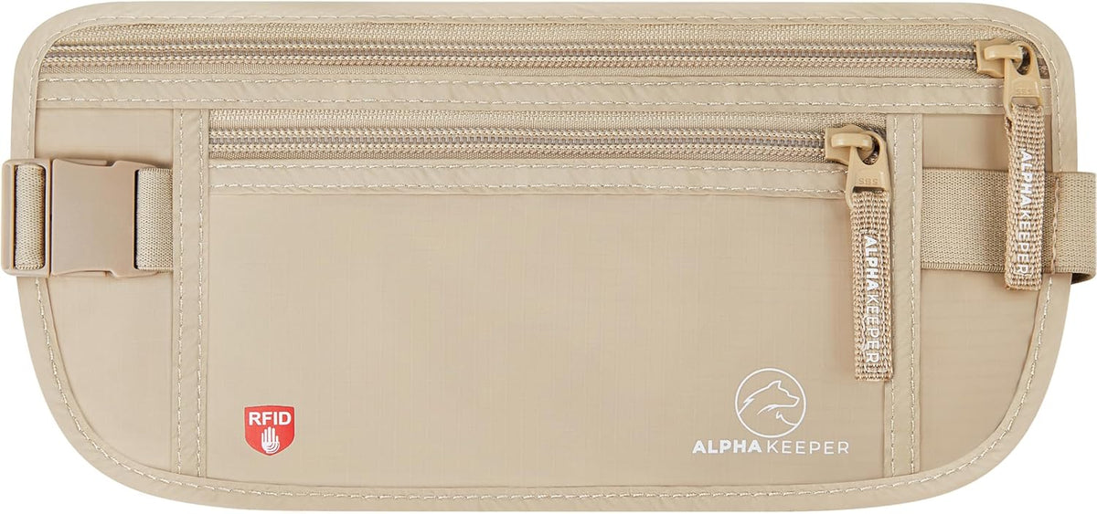 Money Belt for Travel Hidden Under Clothes – RFID Blocking Passport Holder & Slim Waist Wallet Pouch for Women & Men, Anti-Theft Travel Accessories
