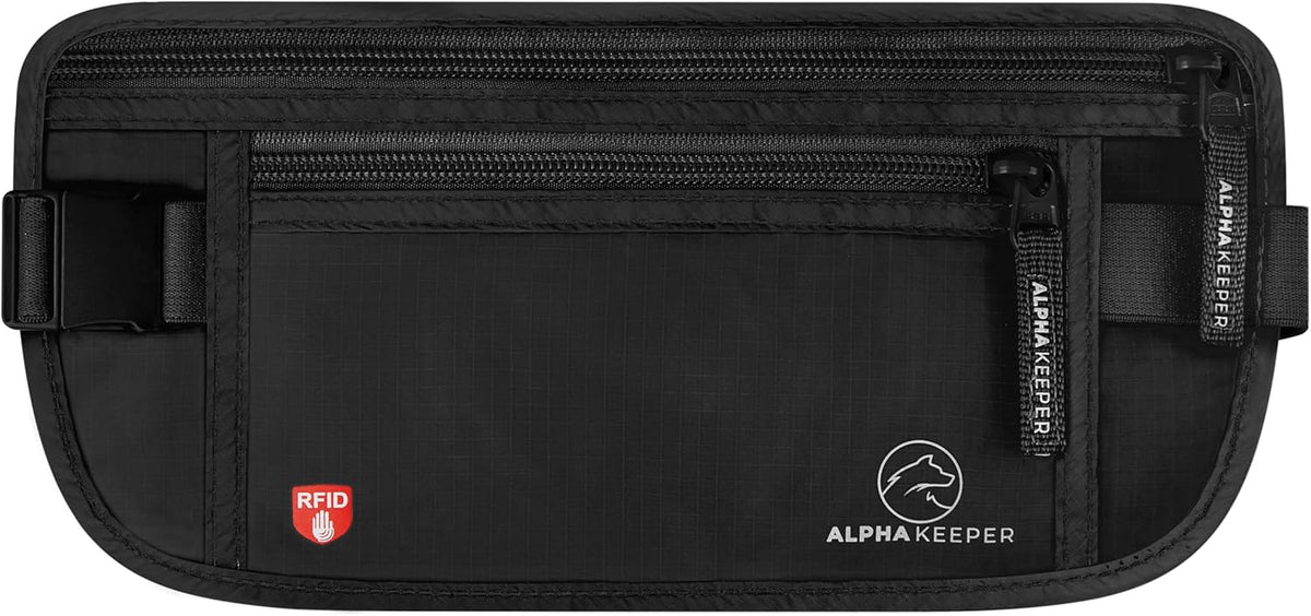 Money Belt for Travel Hidden Under Clothes – RFID Blocking Passport Holder & Slim Waist Wallet Pouch for Women & Men, Anti-Theft Travel Accessories