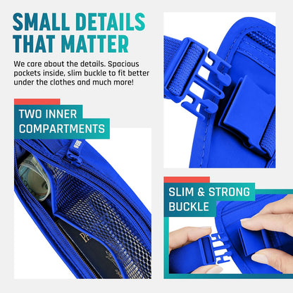 Money Belt for Travel Hidden Under Clothes – RFID Blocking Passport Holder & Slim Waist Wallet Pouch for Women & Men, Anti-Theft Travel Accessories