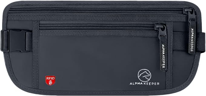 Money Belt for Travel Hidden Under Clothes – RFID Blocking Passport Holder & Slim Waist Wallet Pouch for Women & Men, Anti-Theft Travel Accessories