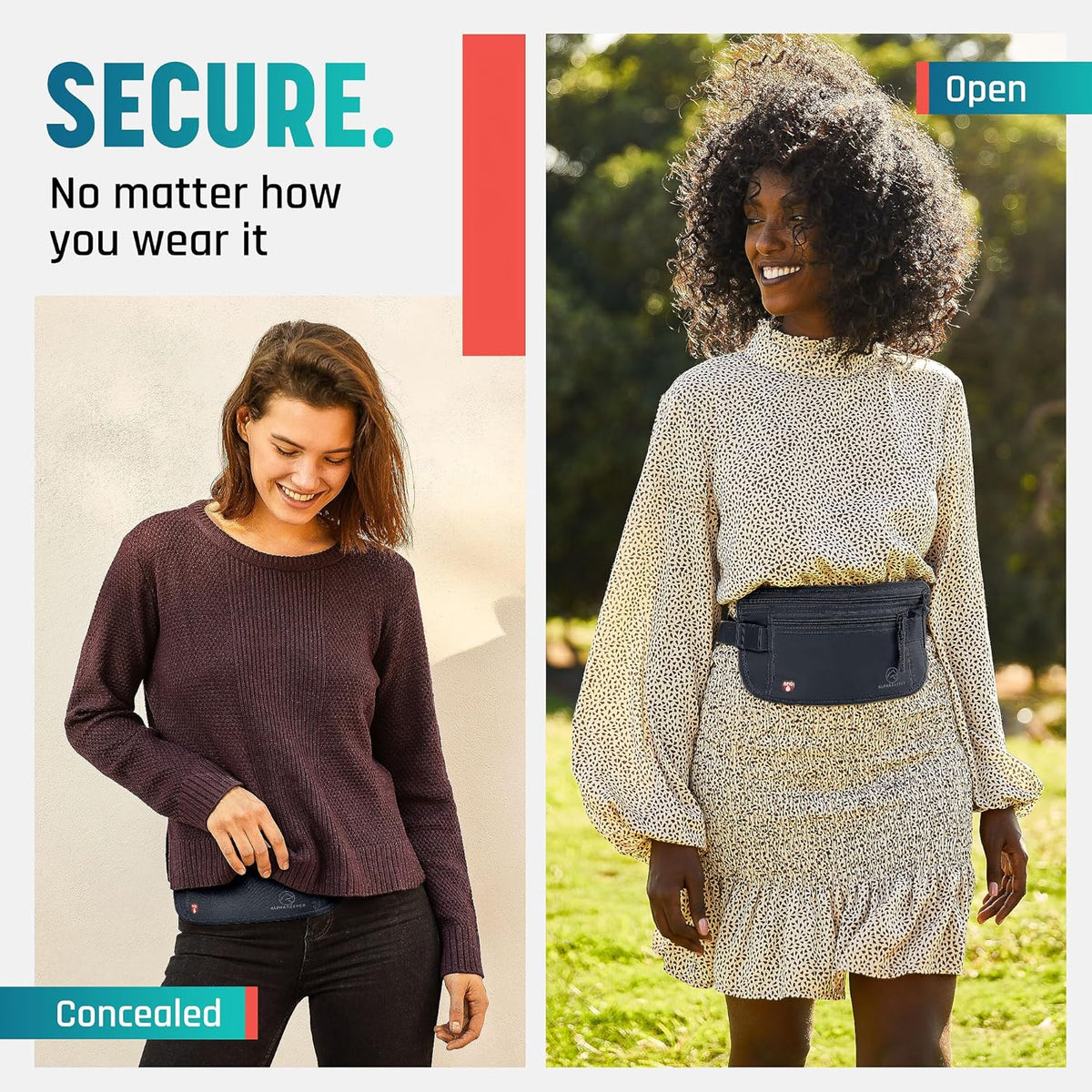 Money Belt for Travel Hidden Under Clothes – RFID Blocking Passport Holder & Slim Waist Wallet Pouch for Women & Men, Anti-Theft Travel Accessories