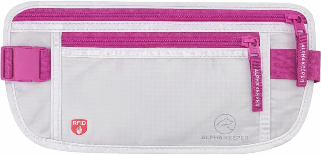 Money Belt for Travel Hidden Under Clothes – RFID Blocking Passport Holder & Slim Waist Wallet Pouch for Women & Men, Anti-Theft Travel Accessories