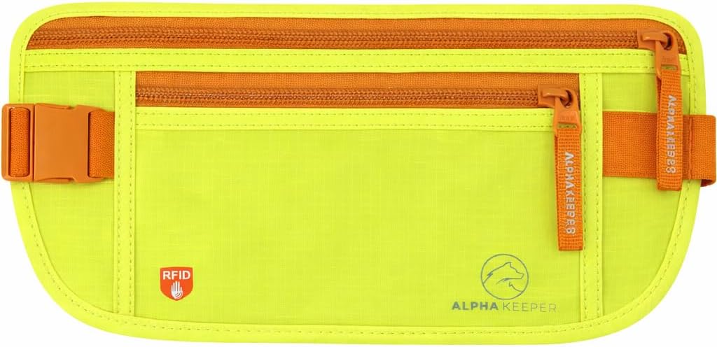 Money Belt for Travel Hidden Under Clothes – RFID Blocking Passport Holder & Slim Waist Wallet Pouch for Women & Men, Anti-Theft Travel Accessories