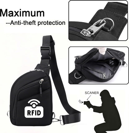 Anti Theft Crossbody Bag for Women Travel Small Sling Shoulder Bag | Anti Pickpocket Bag（RFID Blocking & Zipper Lock）Cross body Pouch Secure Passport Purse Waterproof for Hiking Daily Commute