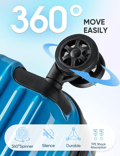 Carry on Luggage - Airline Approved Suitcases with Spinner Wheels, Built-In TSA Lock，Hard Shell Expandable Suitcases