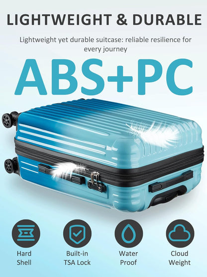 Carry on Luggage - Airline Approved Suitcases with Spinner Wheels, Built-In TSA Lock，Hard Shell Expandable Suitcases