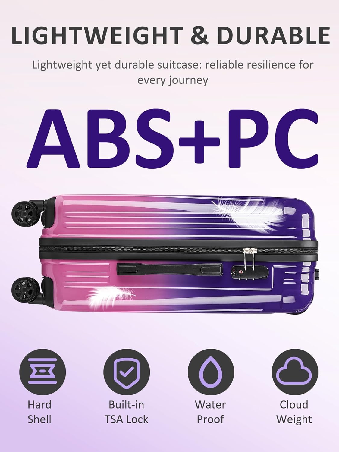 Carry on Luggage - Airline Approved Suitcases with Spinner Wheels, Built-In TSA Lock，Hard Shell Expandable Suitcases