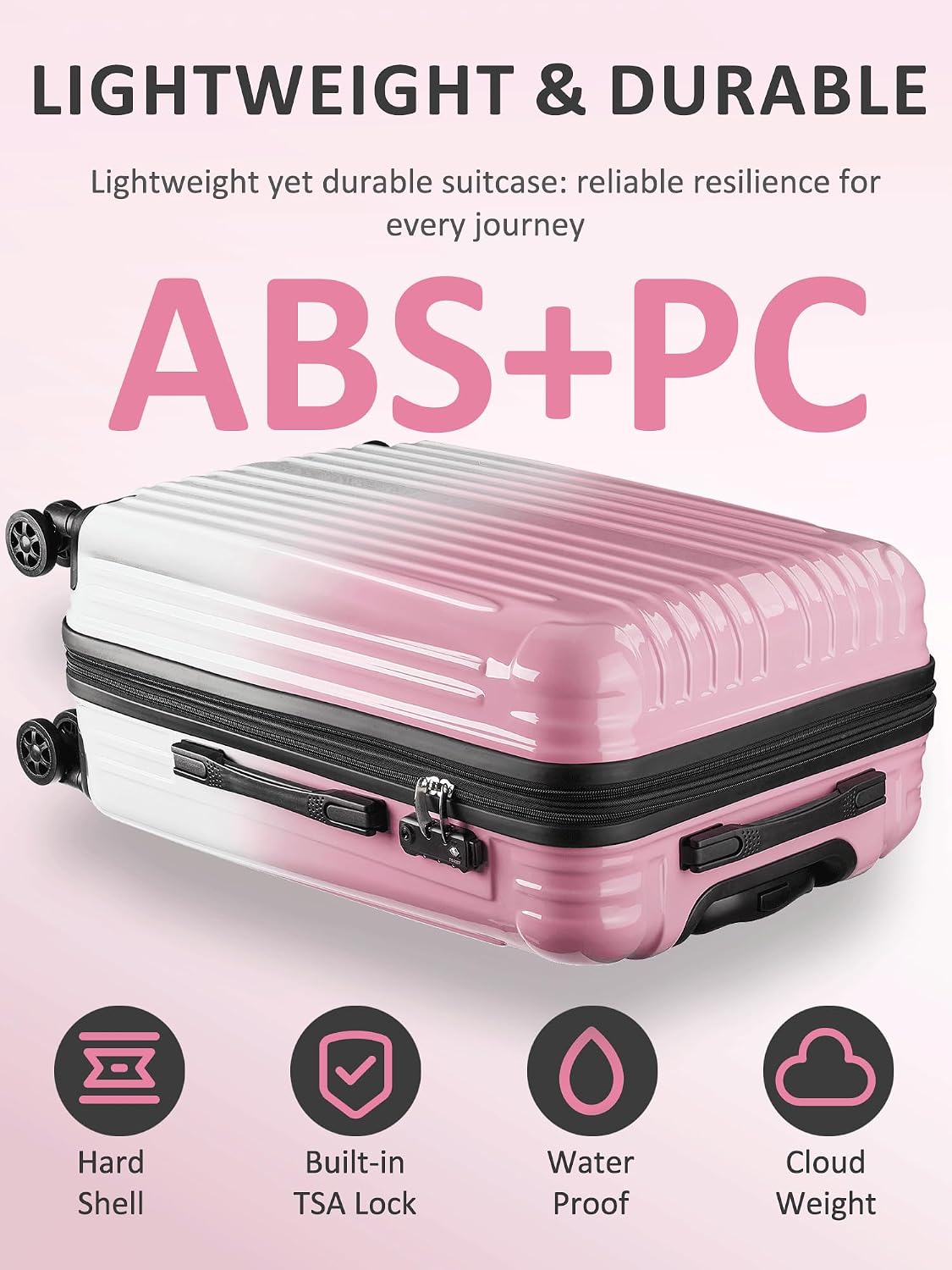 Carry on Luggage - Airline Approved Suitcases with Spinner Wheels, Built-In TSA Lock，Hard Shell Expandable Suitcases