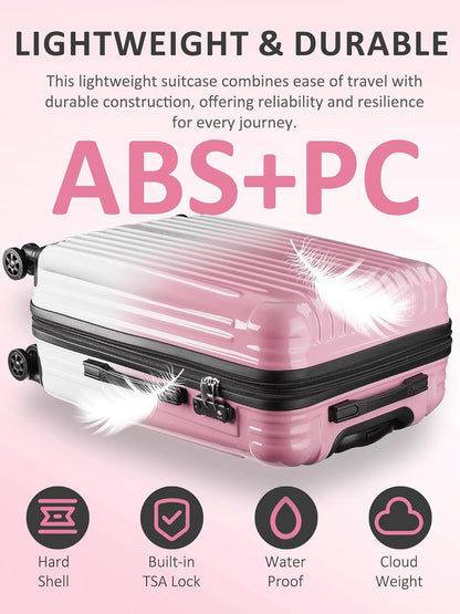 Carry on Luggage - Airline Approved Suitcases with Spinner Wheels, Built-In TSA Lock，Hard Shell Expandable Suitcases