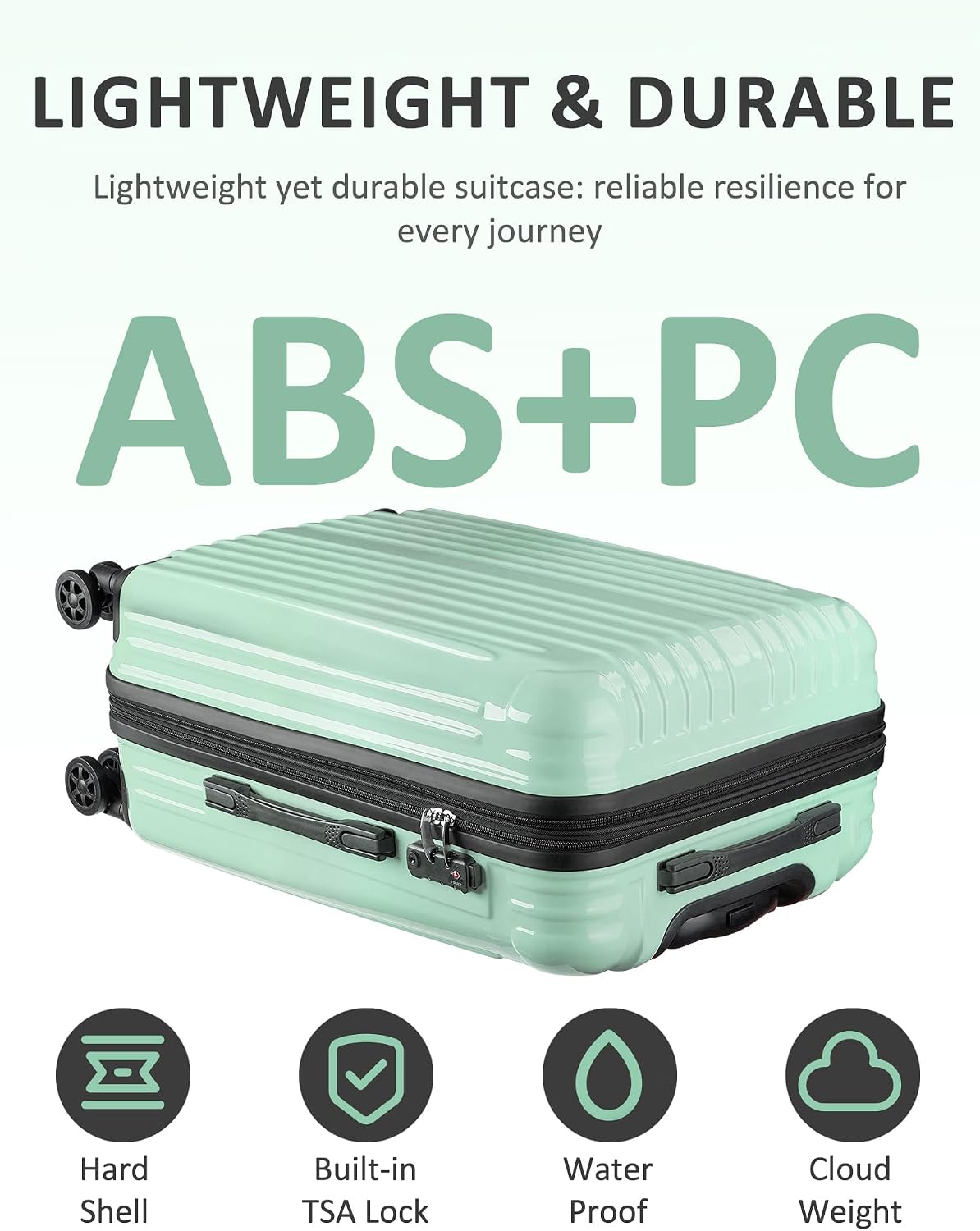 Carry on Luggage - Airline Approved Suitcases with Spinner Wheels, Built-In TSA Lock，Hard Shell Expandable Suitcases