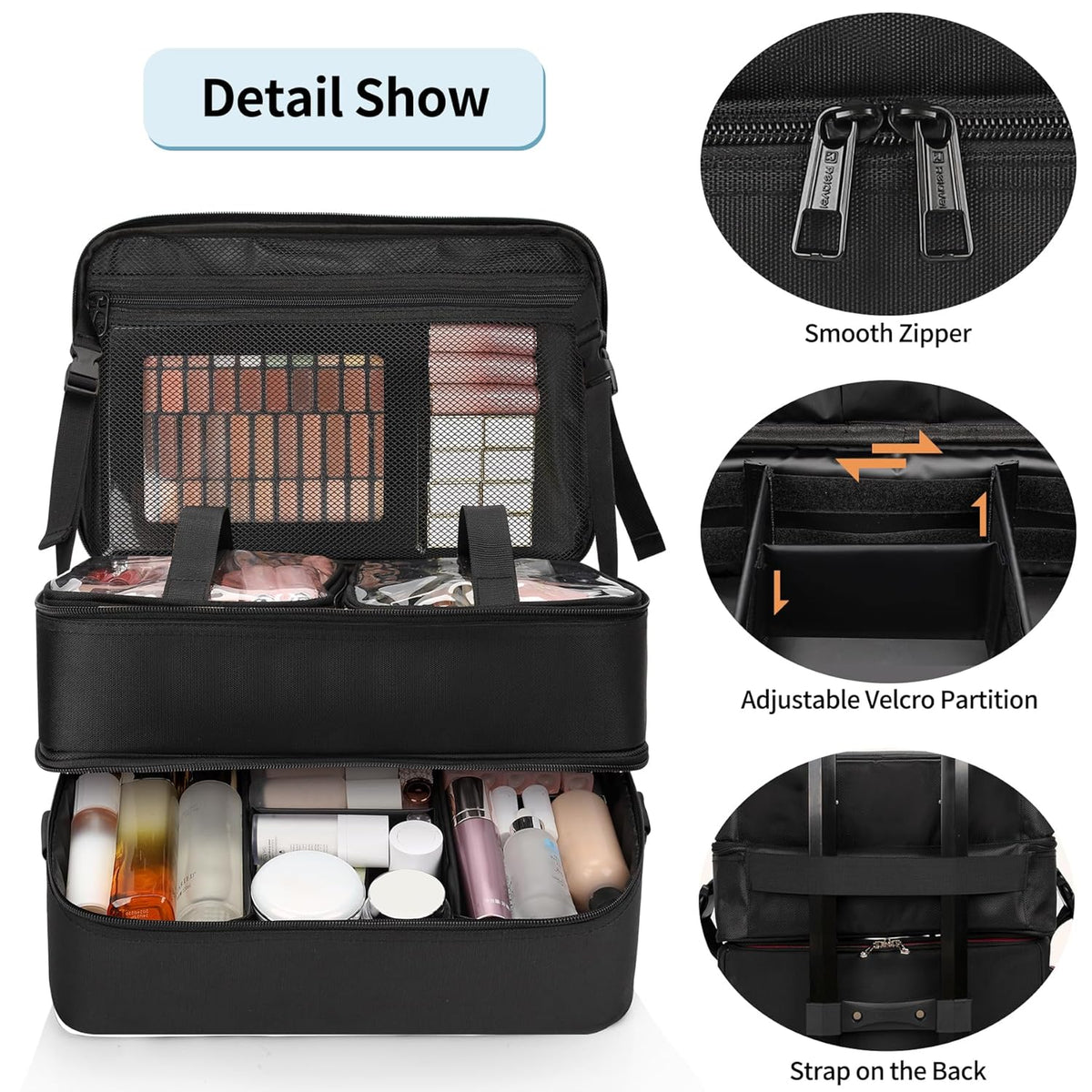 Large Makeup Train Case with 4 Travel Makeup Bags Set, Cosmetic Case for Hairstylist, Hairdresser Storage Bag with Detachable Pouch, Heat Insulation and Anti-Scalding Full Layer