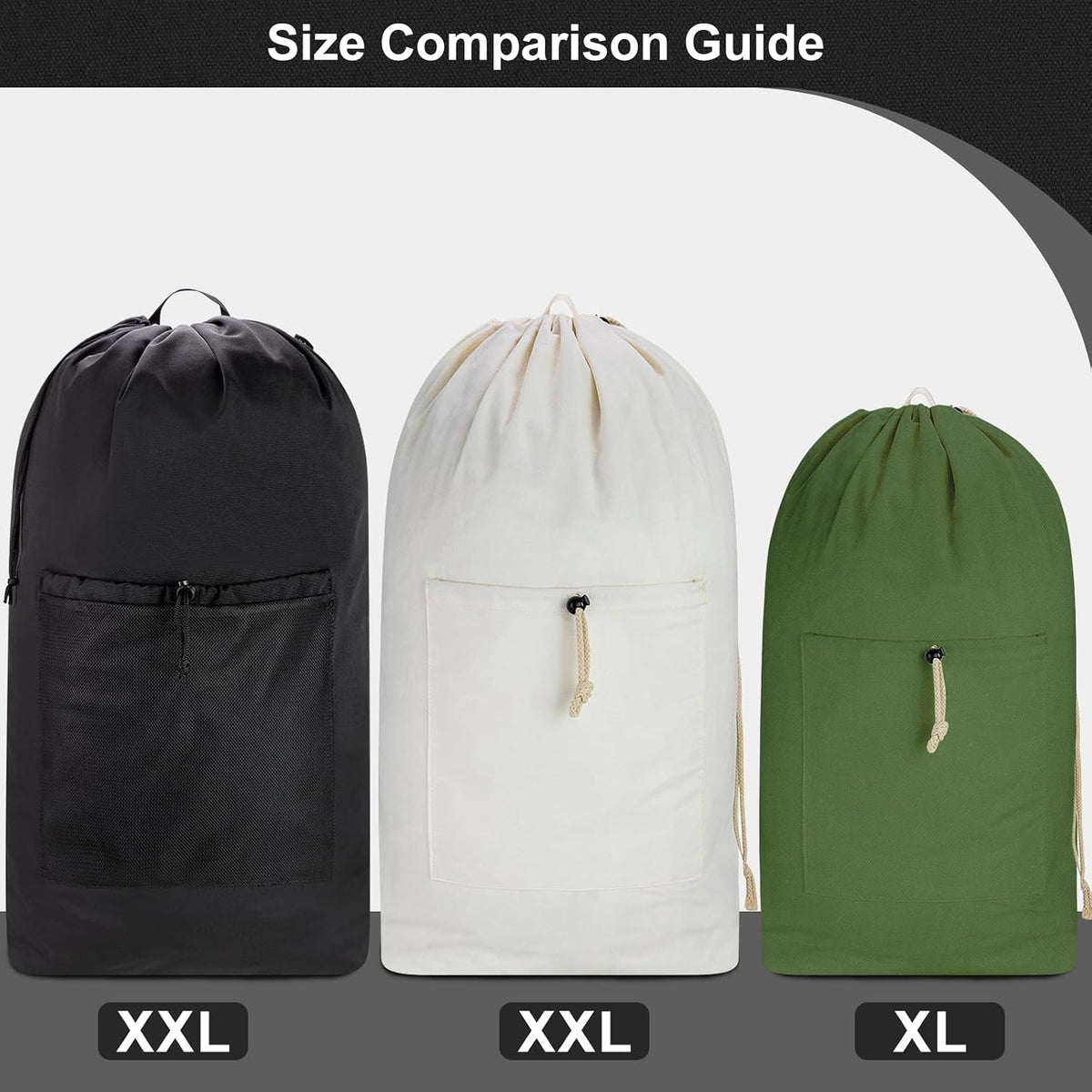 Laundry Bag Backpack, Canvas Laundry Bag with Straps & Drawstring Closure Washable Dirty Cloth Hamper Bag with Large Front Pocket for College, Travel, Laundromat, Camping (Beige)