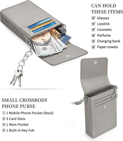 Small Crossbody Wallet Purse for Women with Phone Pocket, Small Crossbody Phone Bag with 2 Straps
