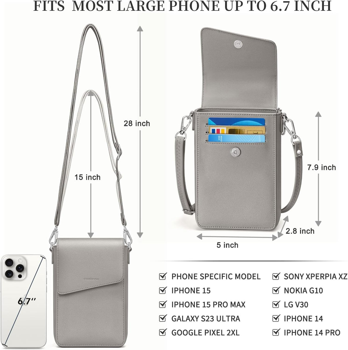 Small Crossbody Wallet Purse for Women with Phone Pocket, Small Crossbody Phone Bag with 2 Straps