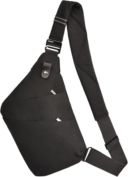 Lightweight Sling Bag, Anti Theft Crossbody Bags for Women Men Casual Shoulder Crossbody Sport Travel Hiking Bag,Black,Large | 4 Pocket, Adjustable Shoulder Strap, Reflective Safety Strips, Lightweight, Suitable for Travel Hiking Commuting Outdoor