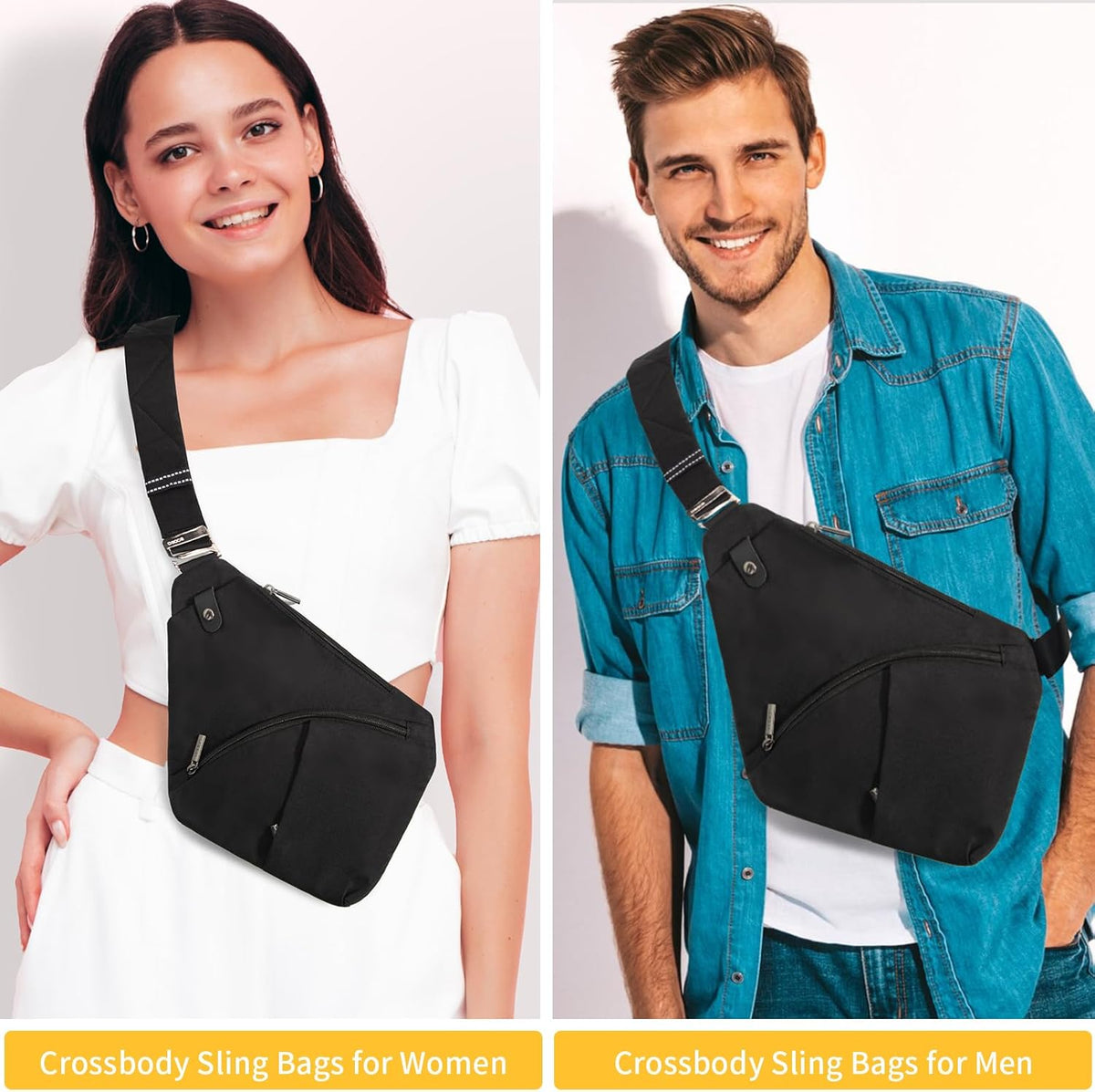 Lightweight Sling Bag, Anti Theft Crossbody Bags for Women Men Casual Shoulder Crossbody Sport Travel Hiking Bag,Black,Large | 4 Pocket, Adjustable Shoulder Strap, Reflective Safety Strips, Lightweight, Suitable for Travel Hiking Commuting Outdoor