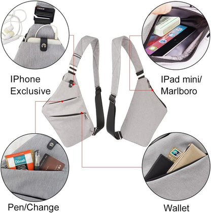 Lightweight Sling Bag, Anti Theft Crossbody Bags for Women Men Casual Shoulder Crossbody Sport Travel Hiking Bag,Black,Large | 4 Pocket, Adjustable Shoulder Strap, Reflective Safety Strips, Lightweight, Suitable for Travel Hiking Commuting Outdoor