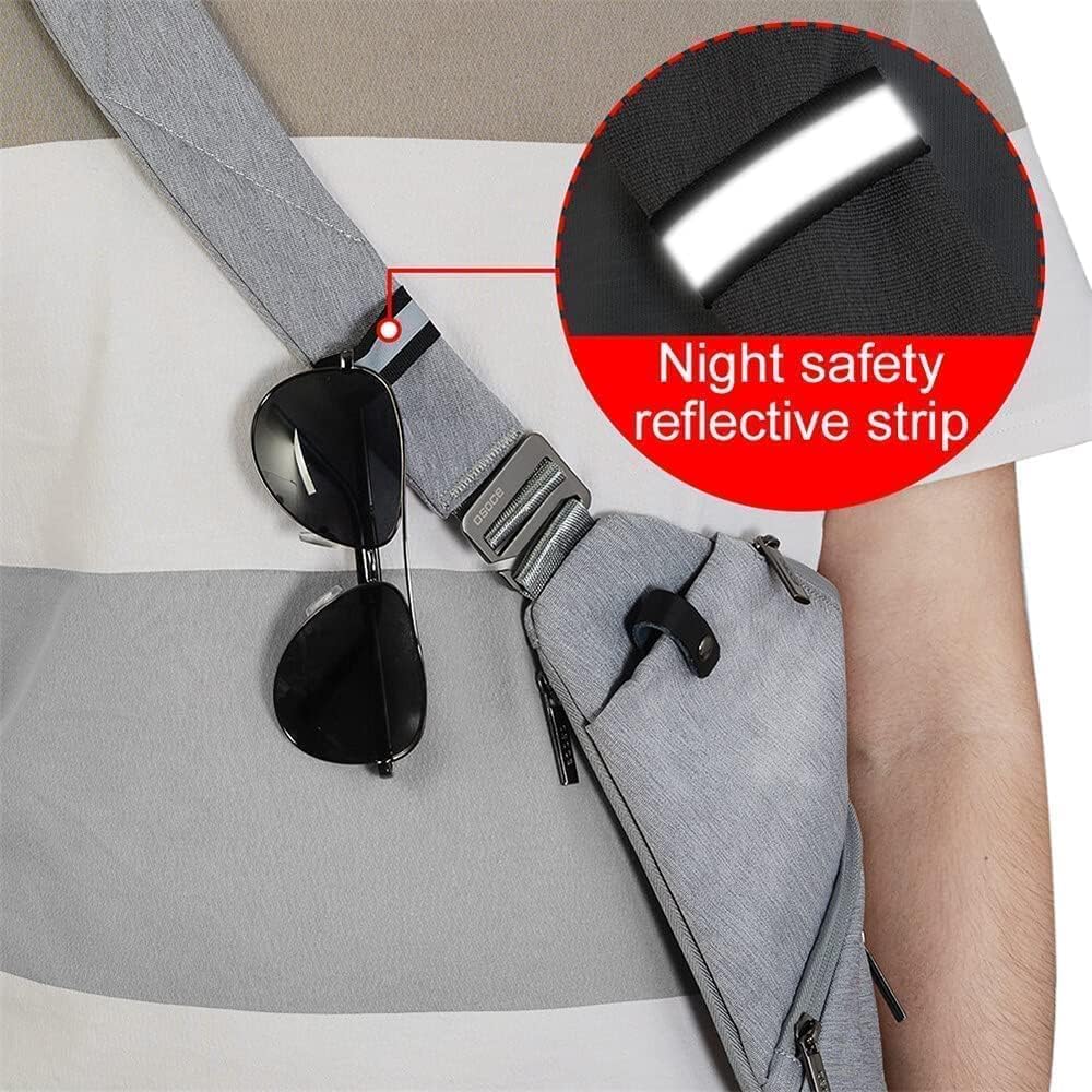 Lightweight Sling Bag, Anti Theft Crossbody Bags for Women Men Casual Shoulder Crossbody Sport Travel Hiking Bag,Black,Large | 4 Pocket, Adjustable Shoulder Strap, Reflective Safety Strips, Lightweight, Suitable for Travel Hiking Commuting Outdoor