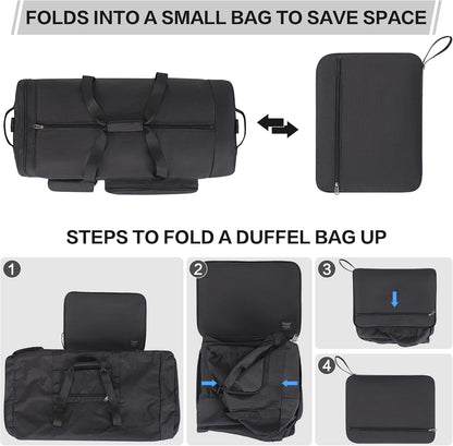 Extra Large Duffle Bag for Travel, Collapsible Duffle Bag for Men, Foldable Duffel Bags for Traveling (Black, 120)