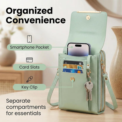 Women's Touchscreen Phone Crossbody Bag, Anti-theft Leather Phone Wallet, Perfect Holiday Gift