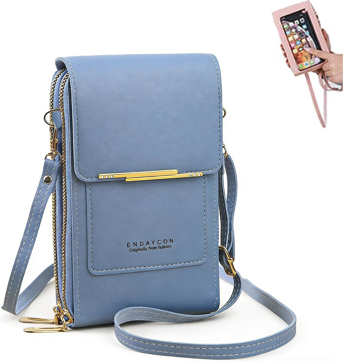 Women's Touchscreen Phone Crossbody Bag, Anti-theft Leather Phone Wallet, Perfect Holiday Gift