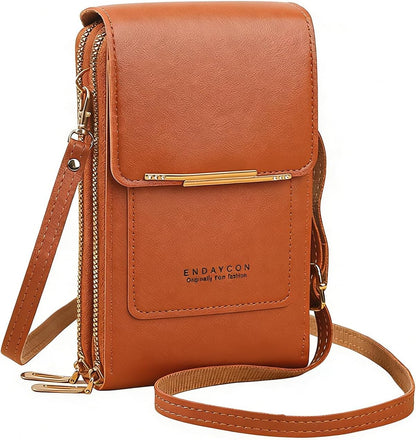 Women's Touchscreen Phone Crossbody Bag, Anti-theft Leather Phone Wallet, Perfect Holiday Gift