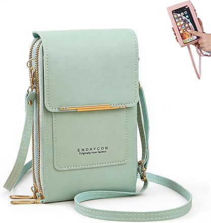 Women's Touchscreen Phone Crossbody Bag, Anti-theft Leather Phone Wallet, Perfect Holiday Gift