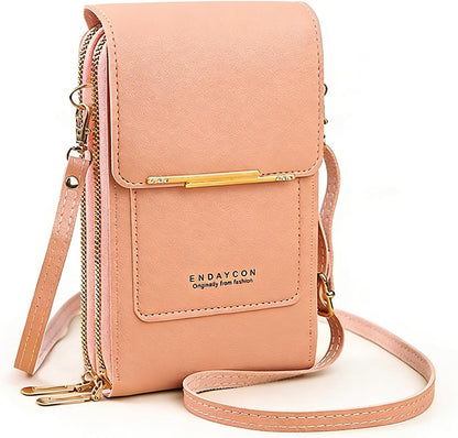Women's Touchscreen Phone Crossbody Bag, Anti-theft Leather Phone Wallet, Perfect Holiday Gift