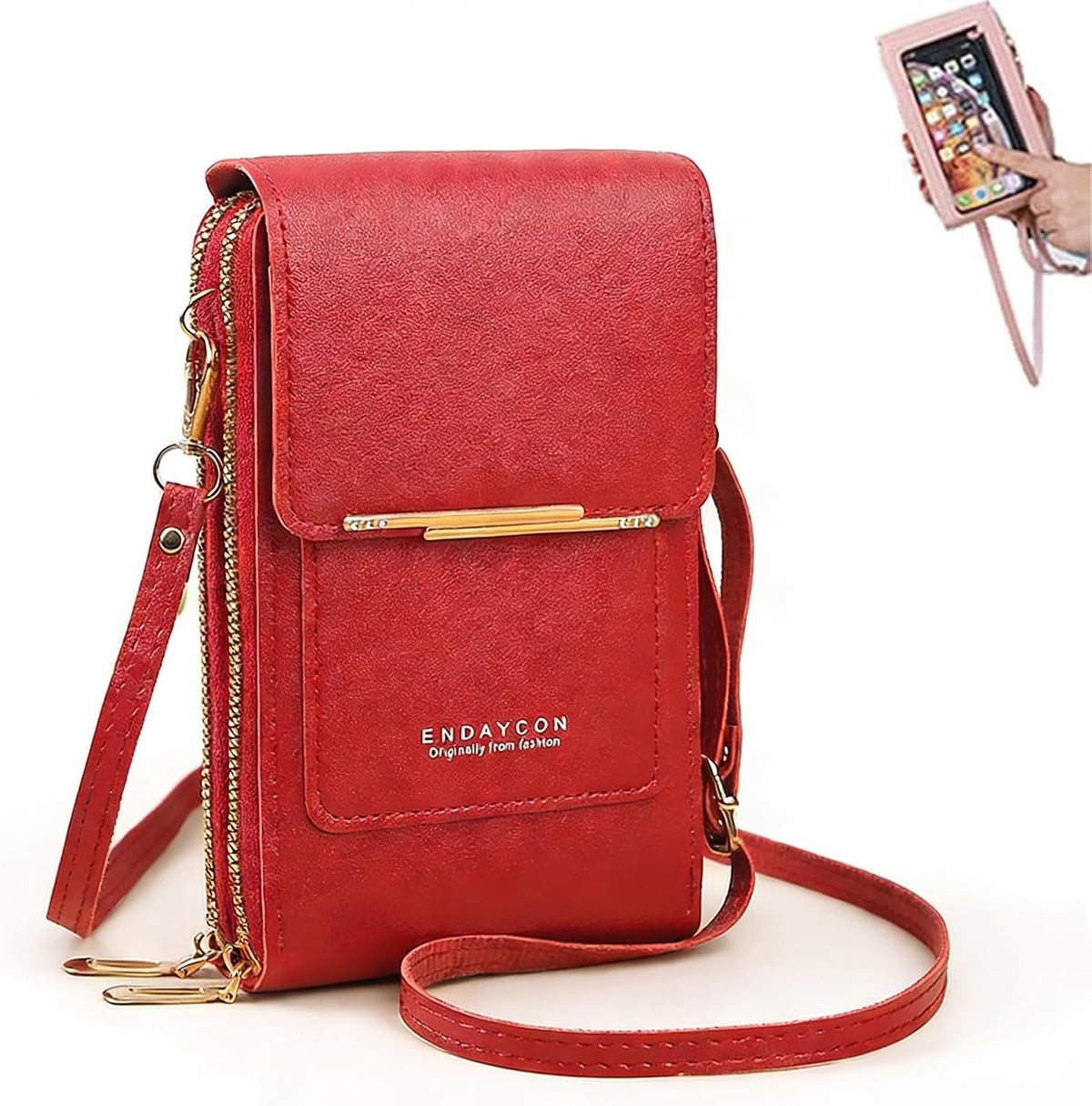 Women's Touchscreen Phone Crossbody Bag, Anti-theft Leather Phone Wallet, Perfect Holiday Gift
