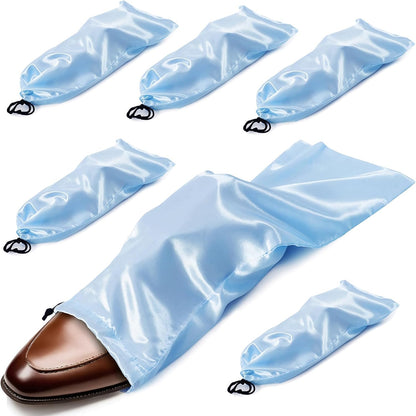 6 Pack Shoe Bags for Travel - Satin Shoe Bag with Drawstring - Black Shoe Storage Bags for Protecting Storage Shoes - 17.7 x 7.9 In