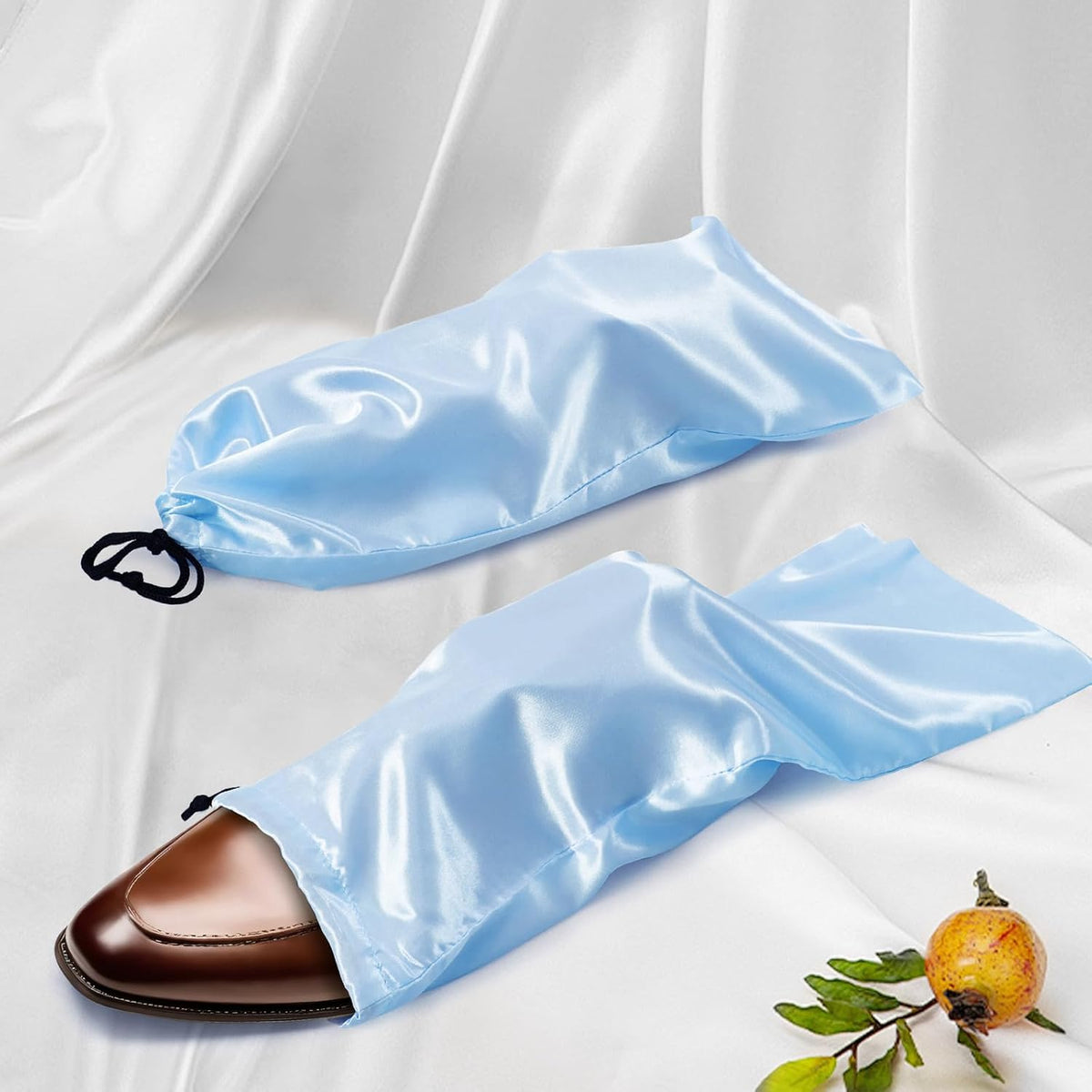 6 Pack Shoe Bags for Travel - Satin Shoe Bag with Drawstring - Black Shoe Storage Bags for Protecting Storage Shoes - 17.7 x 7.9 In