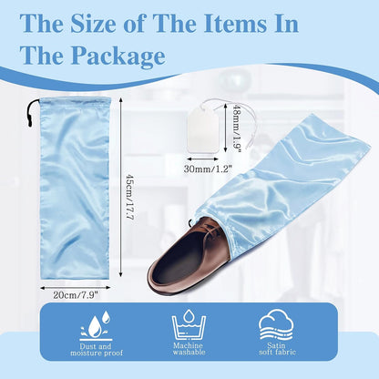 6 Pack Shoe Bags for Travel - Satin Shoe Bag with Drawstring - Black Shoe Storage Bags for Protecting Storage Shoes - 17.7 x 7.9 In