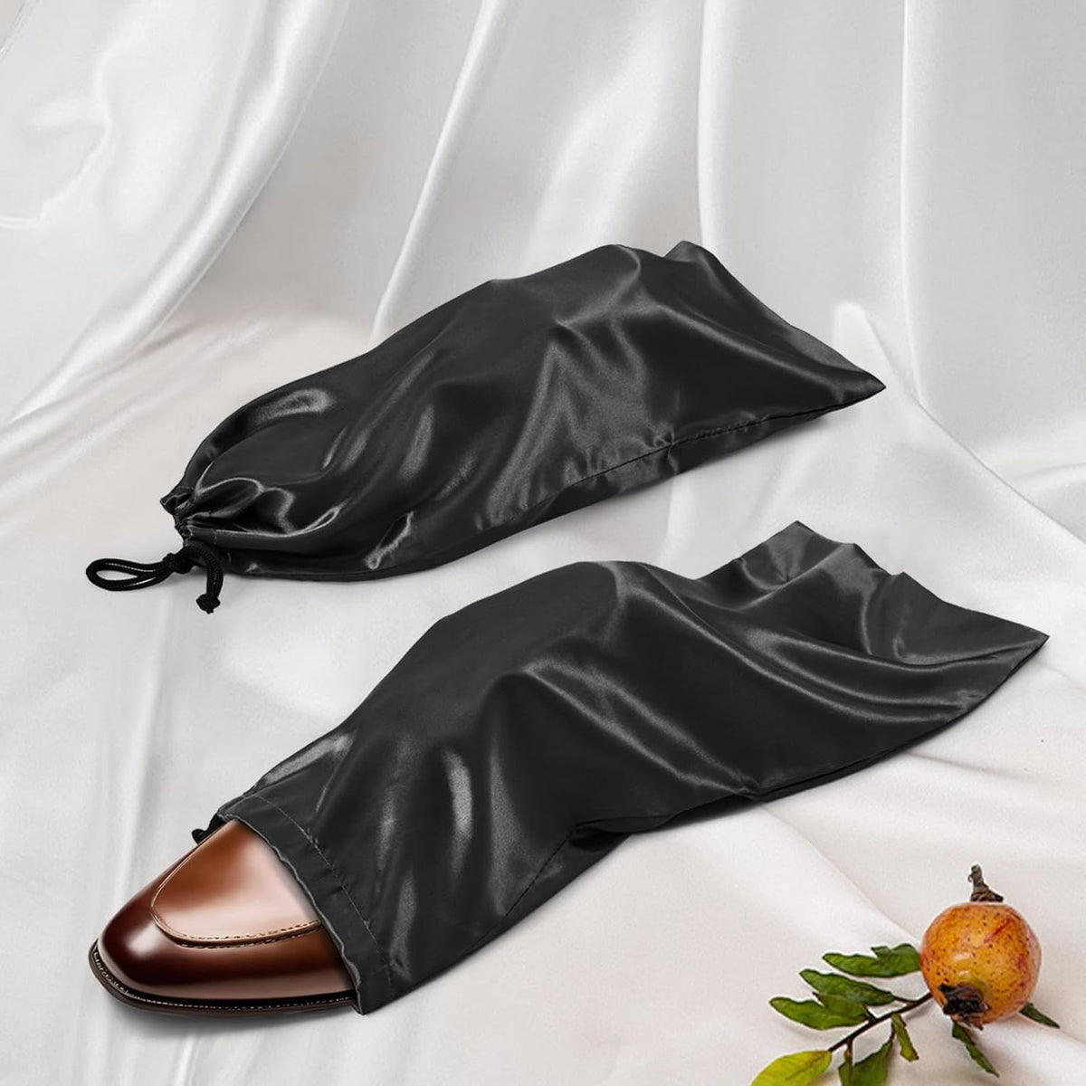 6 Pack Shoe Bags for Travel - Satin Shoe Bag with Drawstring - Black Shoe Storage Bags for Protecting Storage Shoes - 17.7 x 7.9 In