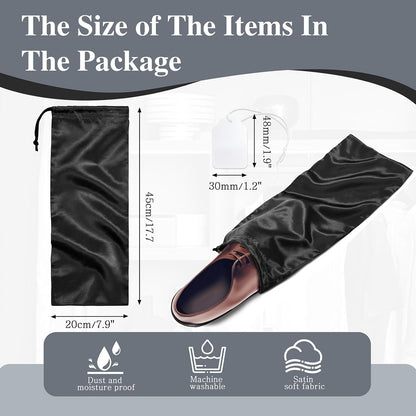 6 Pack Shoe Bags for Travel - Satin Shoe Bag with Drawstring - Black Shoe Storage Bags for Protecting Storage Shoes - 17.7 x 7.9 In