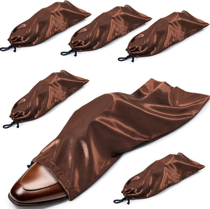 6 Pack Shoe Bags for Travel - Satin Shoe Bag with Drawstring - Black Shoe Storage Bags for Protecting Storage Shoes - 17.7 x 7.9 In