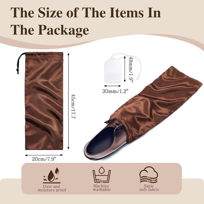 6 Pack Shoe Bags for Travel - Satin Shoe Bag with Drawstring - Black Shoe Storage Bags for Protecting Storage Shoes - 17.7 x 7.9 In