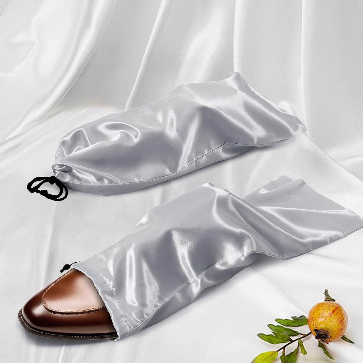 6 Pack Shoe Bags for Travel - Satin Shoe Bag with Drawstring - Black Shoe Storage Bags for Protecting Storage Shoes - 17.7 x 7.9 In