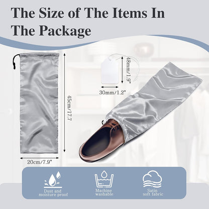6 Pack Shoe Bags for Travel - Satin Shoe Bag with Drawstring - Black Shoe Storage Bags for Protecting Storage Shoes - 17.7 x 7.9 In